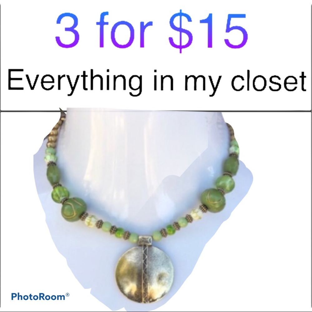 3 For $15 Green and Gold Necklace